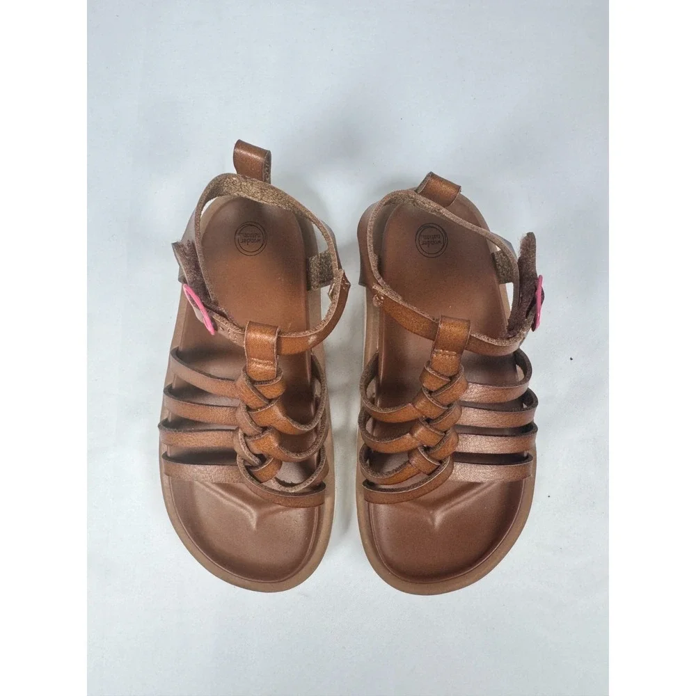 Wonder Nation Toddler Girls US 9 Gladiator Sandals Brown Leather Ankle Strap